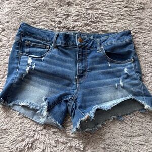 American Eagle Outfitters Blue Distressed Jean Shorts